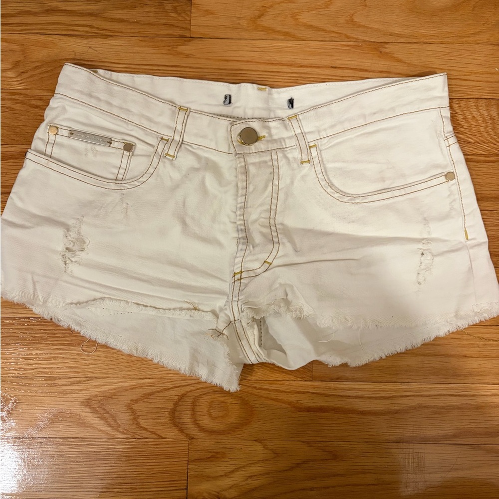 Women's Cream Denim Shorts